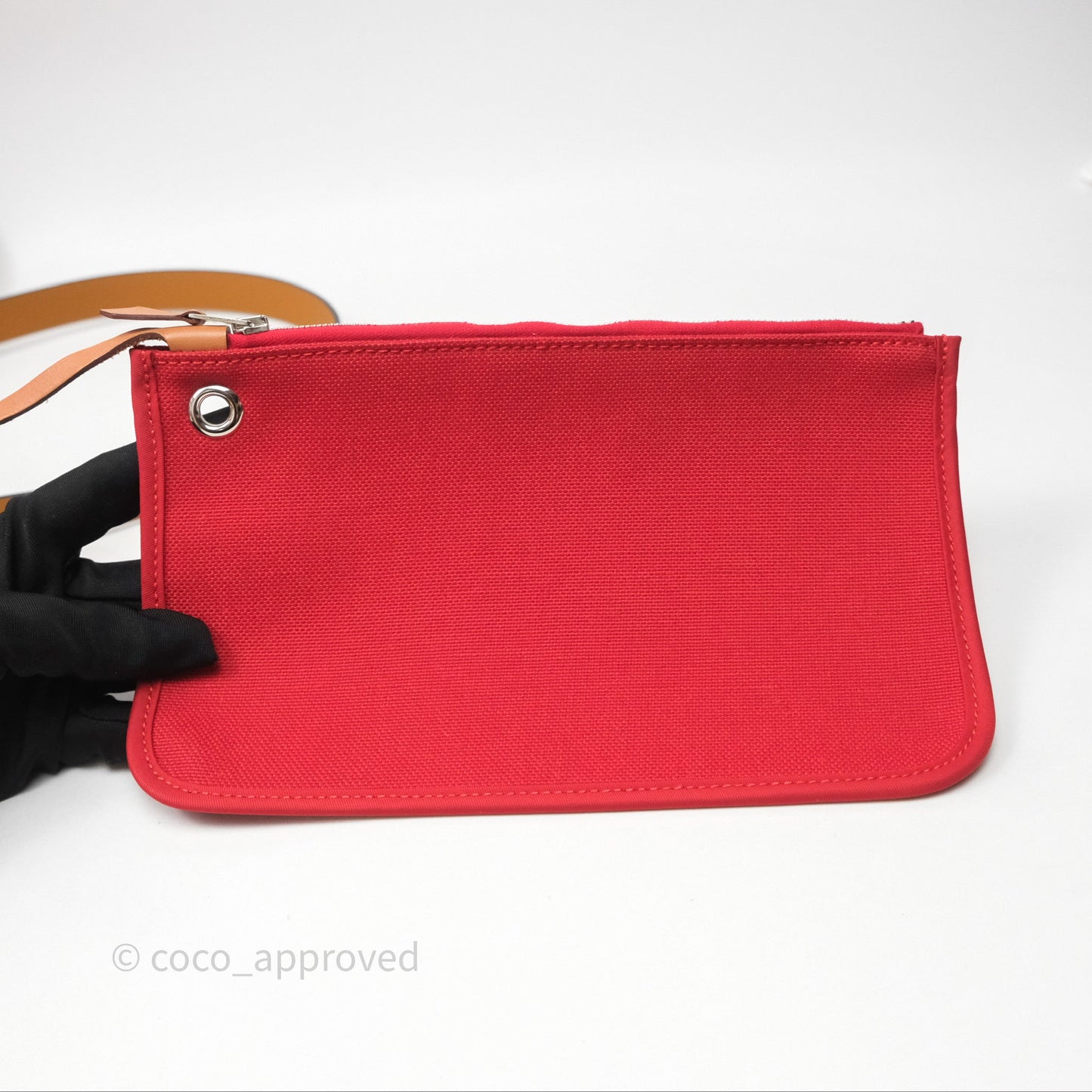 Hermès Herbag Zip 39 Red/Natural Canvas Palladium Hardware