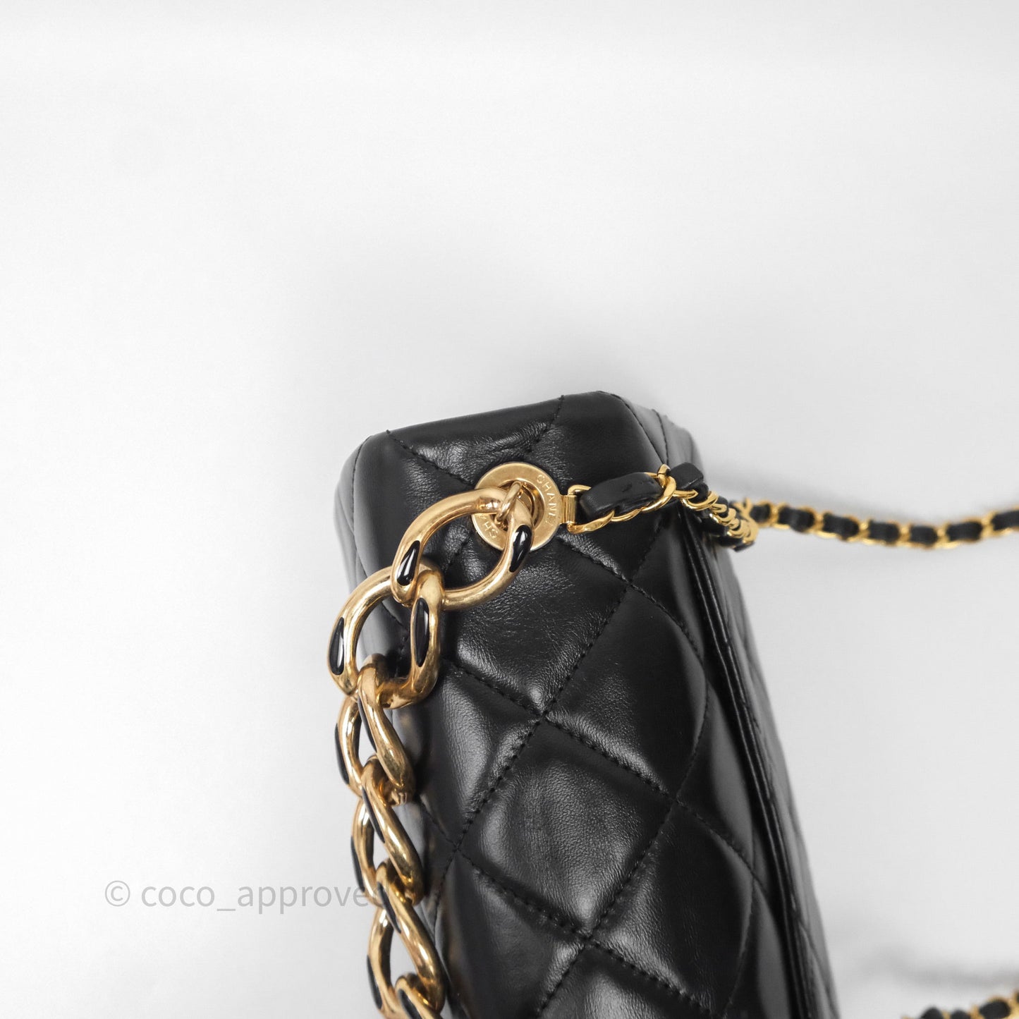 Chanel Quilted Color Match Flap Black Lambskin Gold Hardware