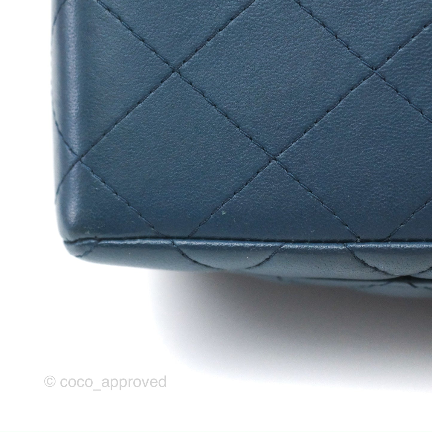 Chanel Quilted Mini Rectangular Flap Dark Teal Blue Lambskin Gold Hardware