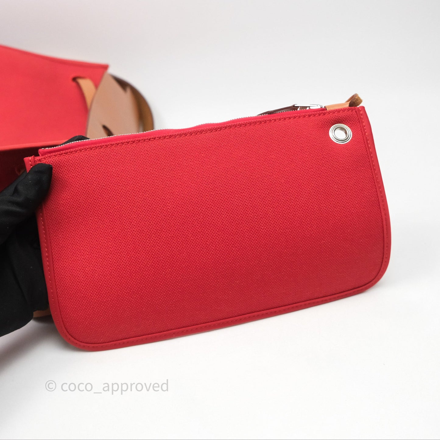 Hermès Herbag Zip 39 Red/Natural Canvas Palladium Hardware