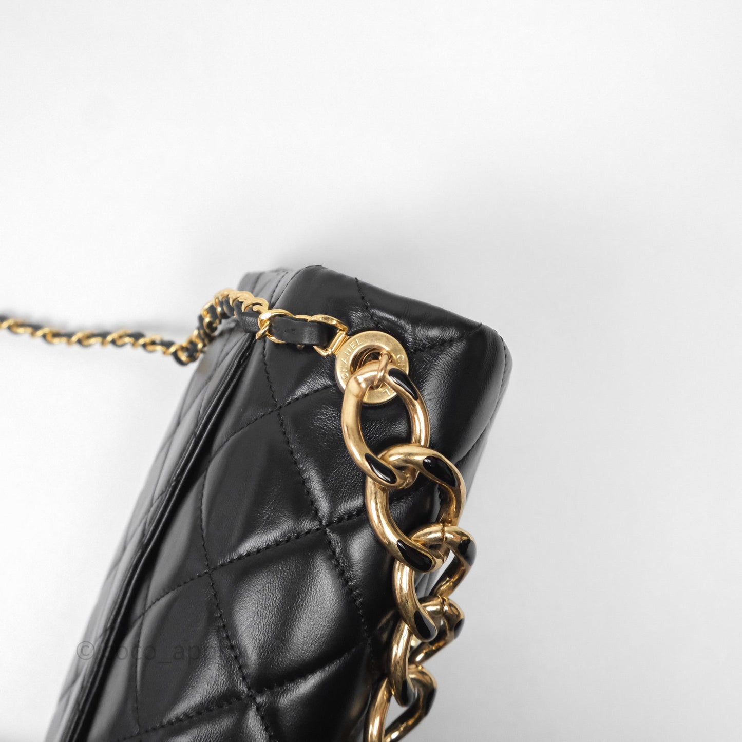 Chanel Quilted Color Match Flap Black Lambskin Gold Hardware