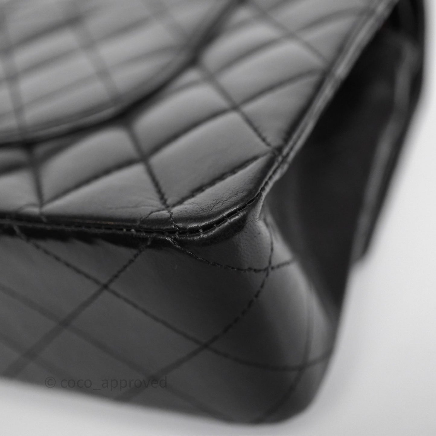 Chanel Classic M/L Medium Flap Quilted Black Lambskin Silver Hardware