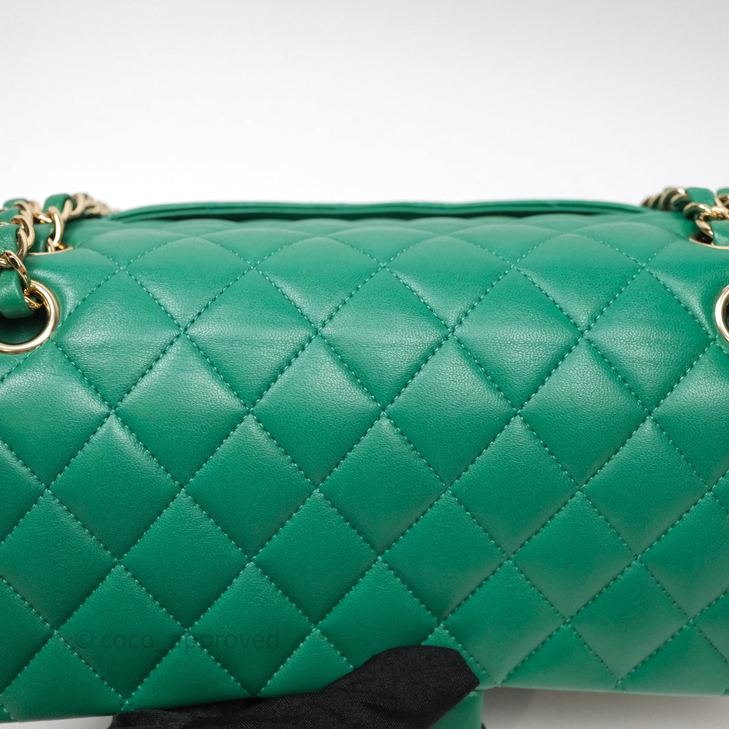Chanel Classic M/L Medium Flap Quilted Green Lambskin Gold Hardware
