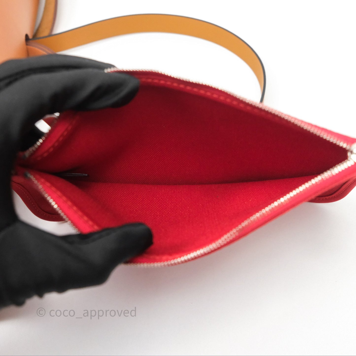 Hermès Herbag Zip 39 Red/Natural Canvas Palladium Hardware