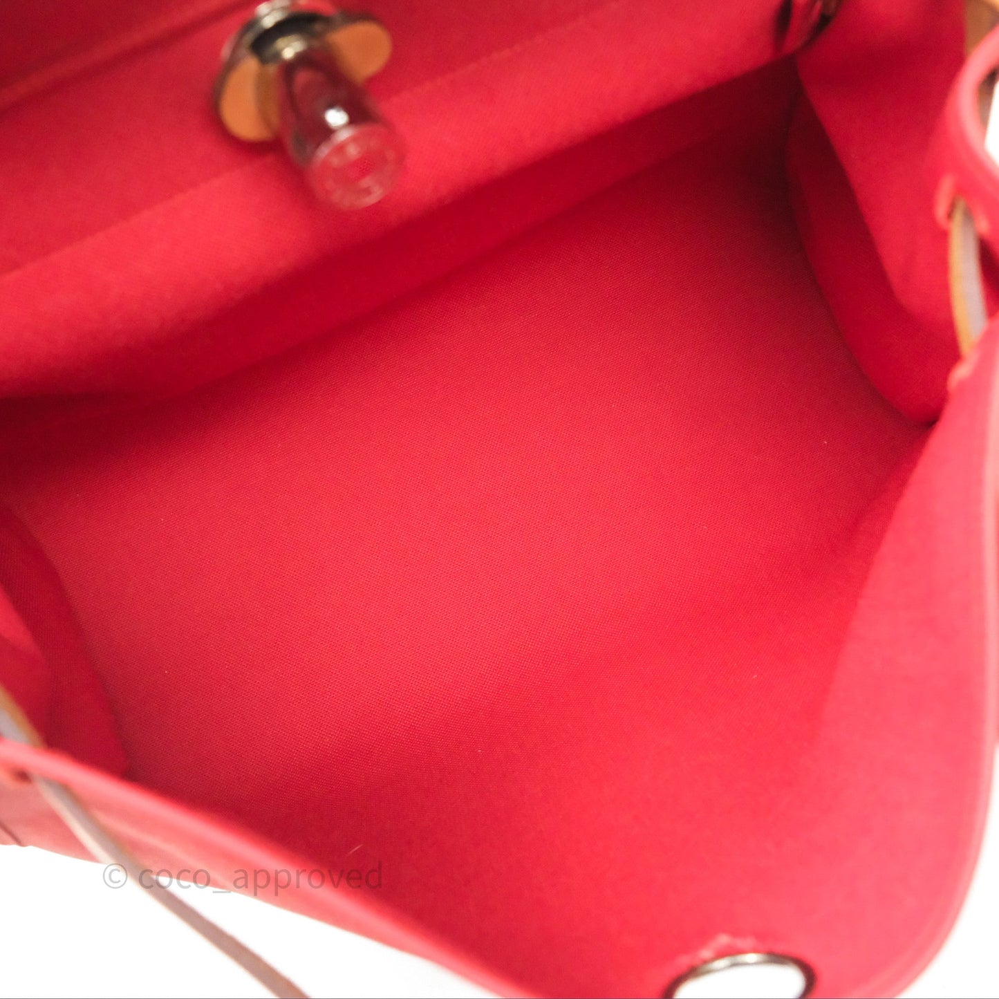 Hermès Herbag Zip 39 Red/Natural Canvas Palladium Hardware