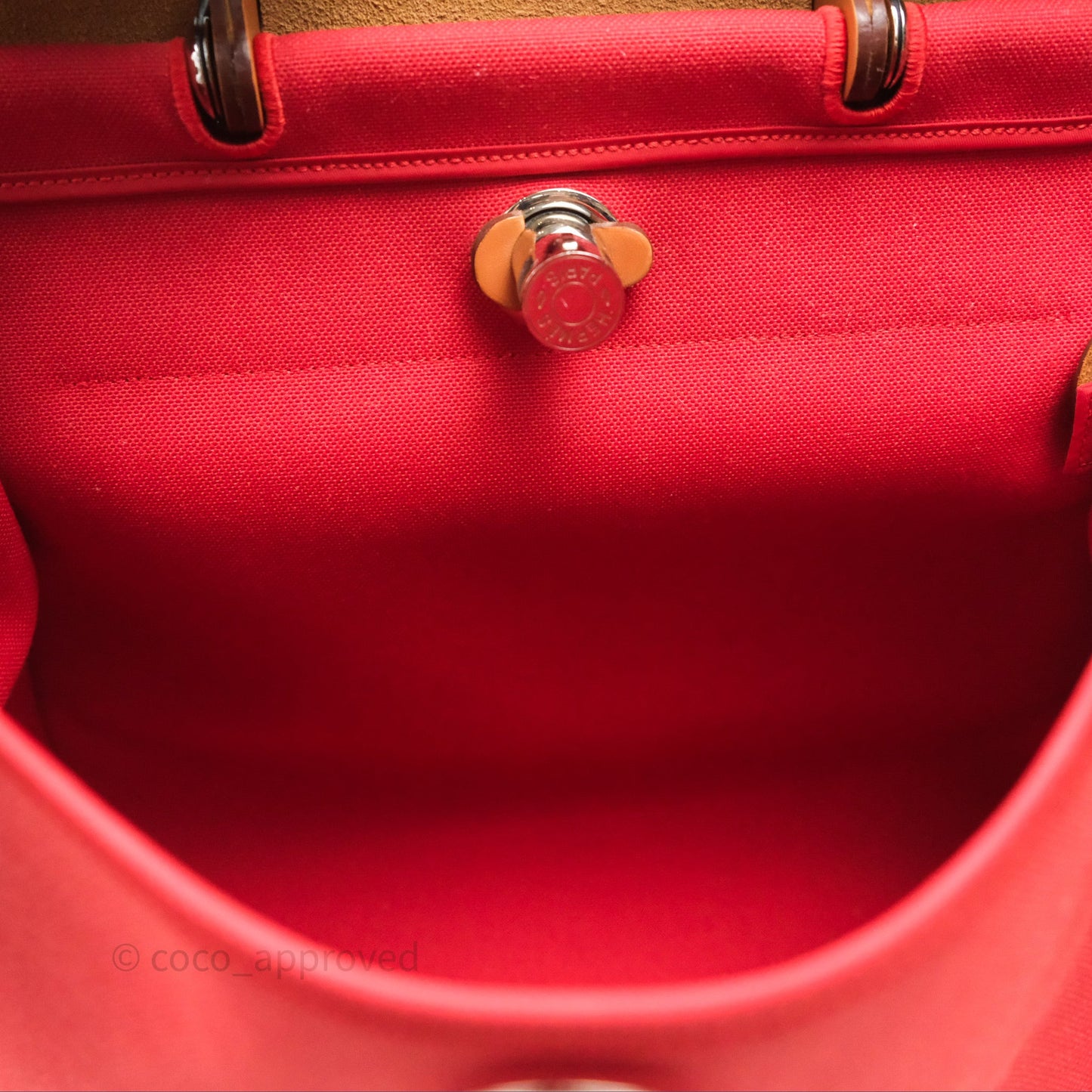 Hermès Herbag Zip 39 Red/Natural Canvas Palladium Hardware