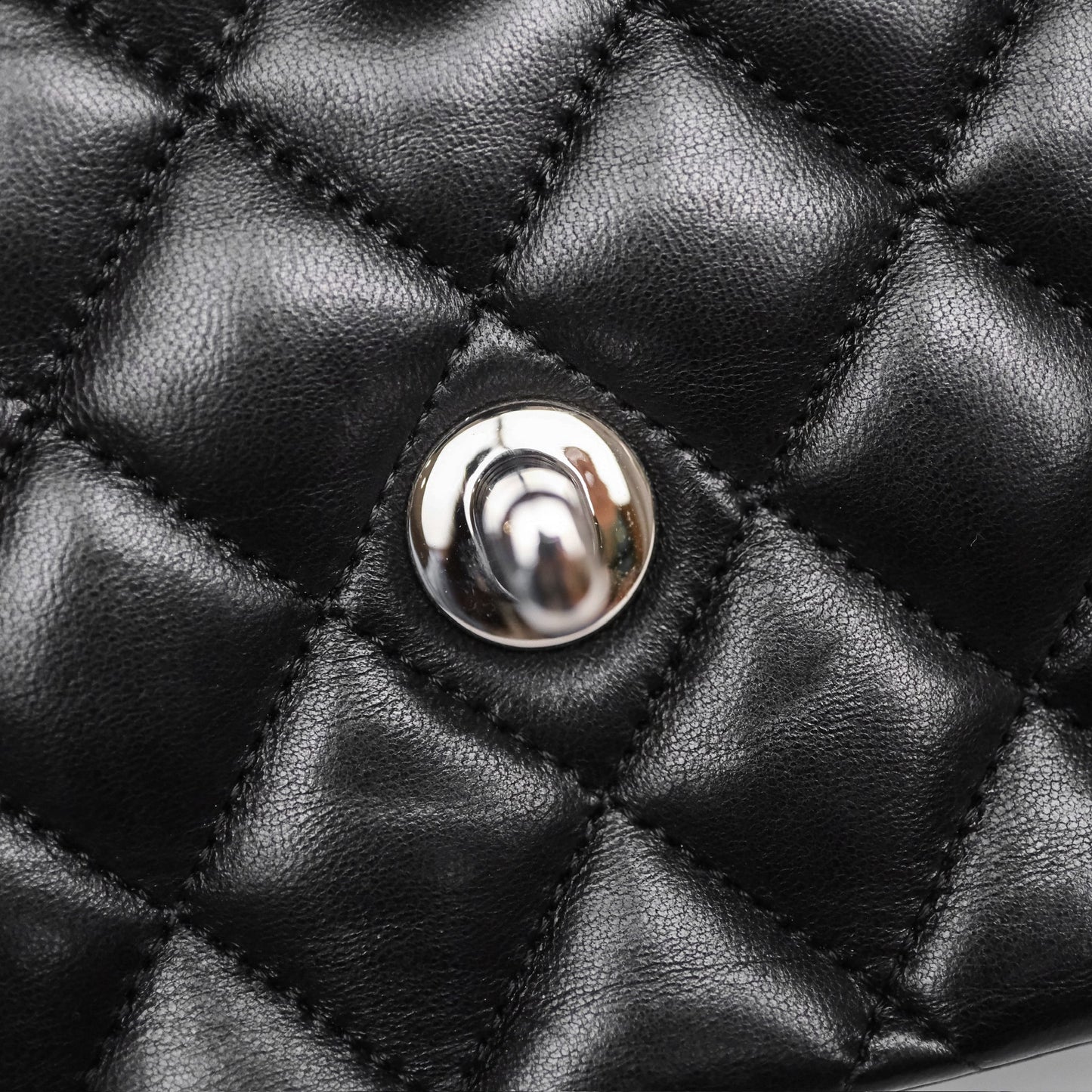 Chanel Classic M/L Medium Flap Quilted Black Lambskin Silver Hardware