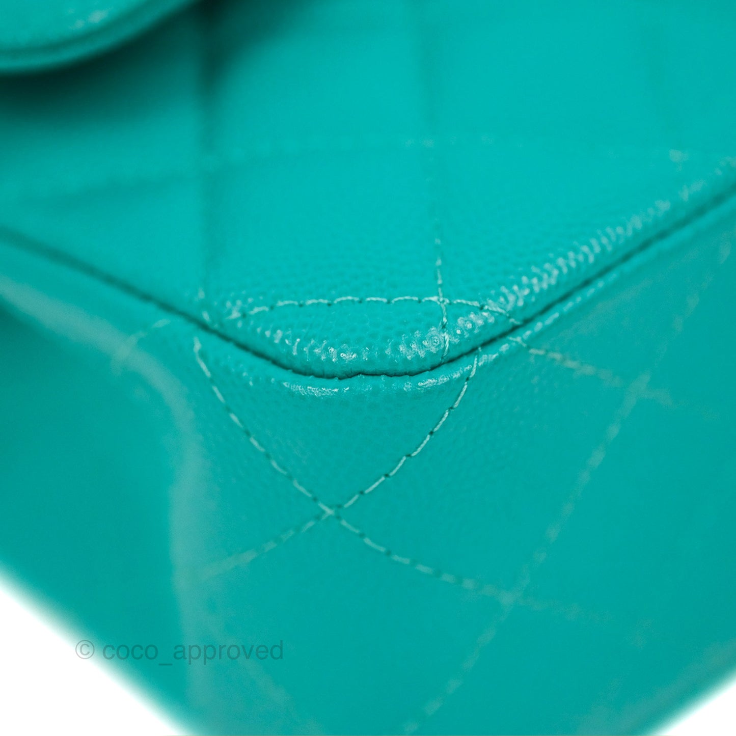 Chanel Classic M/L Medium Flap Quilted Green Caviar Gold Hardware
