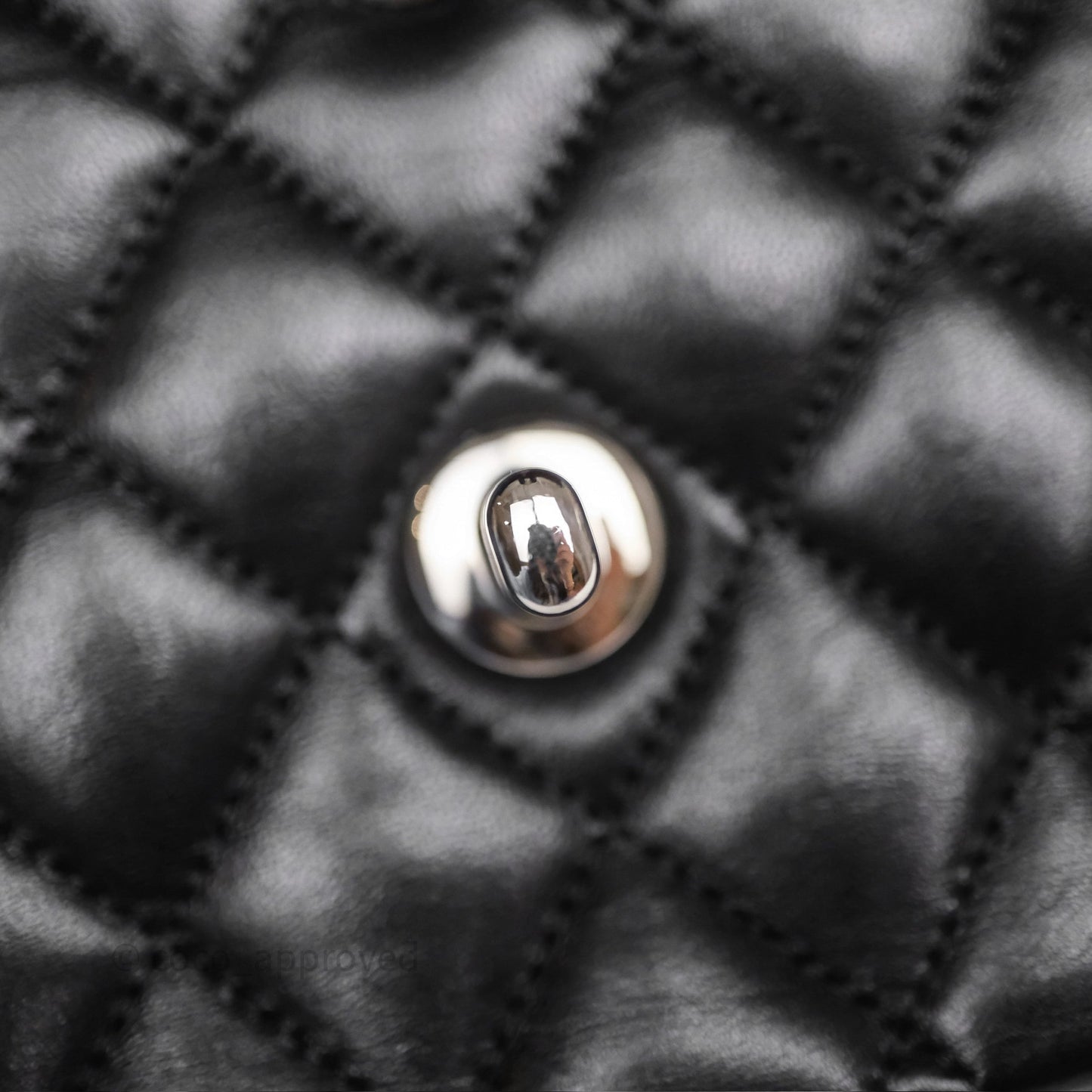 Chanel Classic M/L Medium Flap Quilted Black Lambskin Silver Hardware