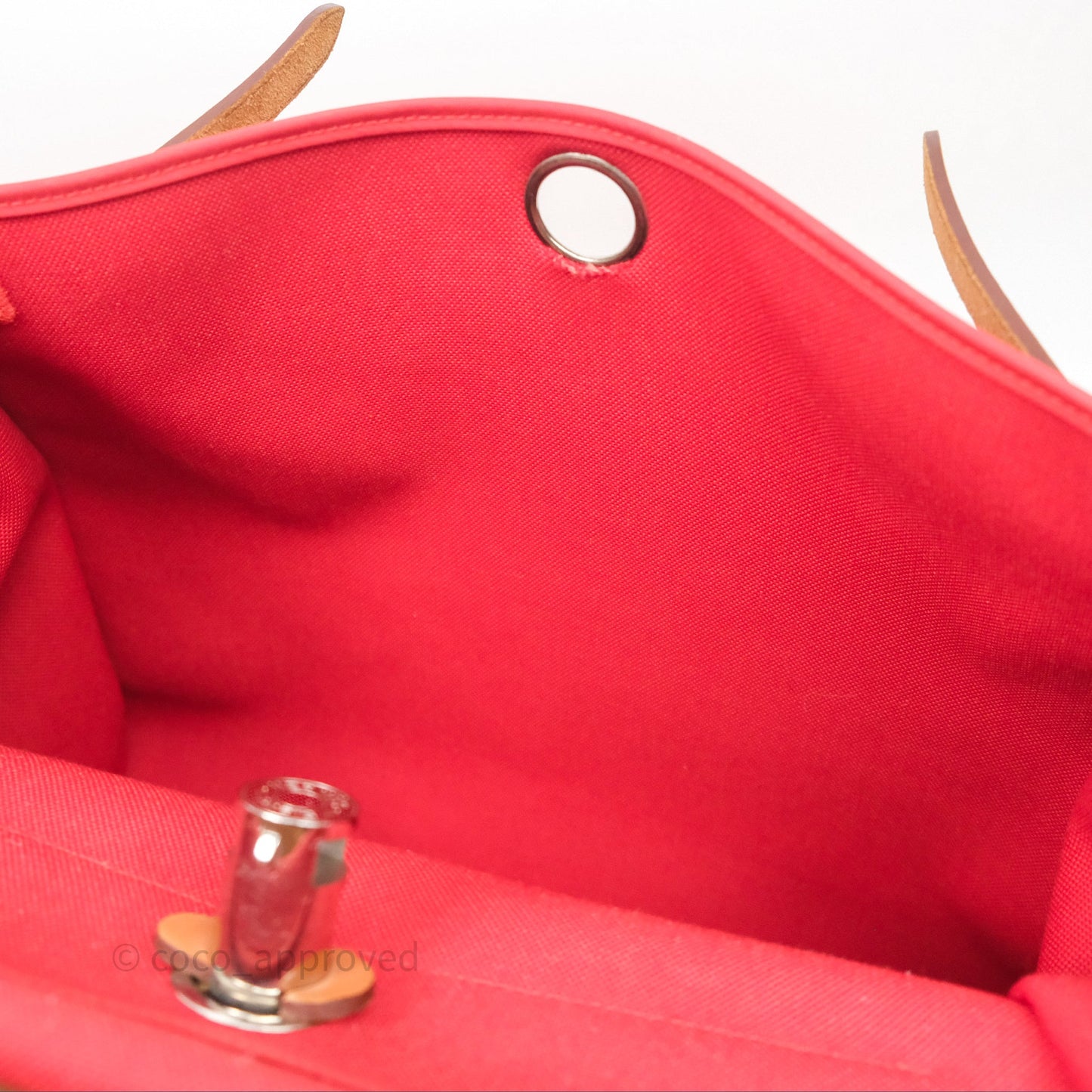 Hermès Herbag Zip 39 Red/Natural Canvas Palladium Hardware