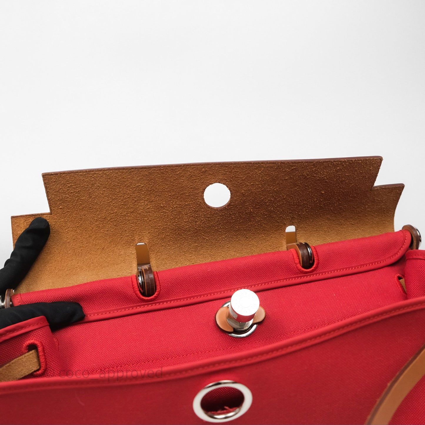 Hermès Herbag Zip 39 Red/Natural Canvas Palladium Hardware