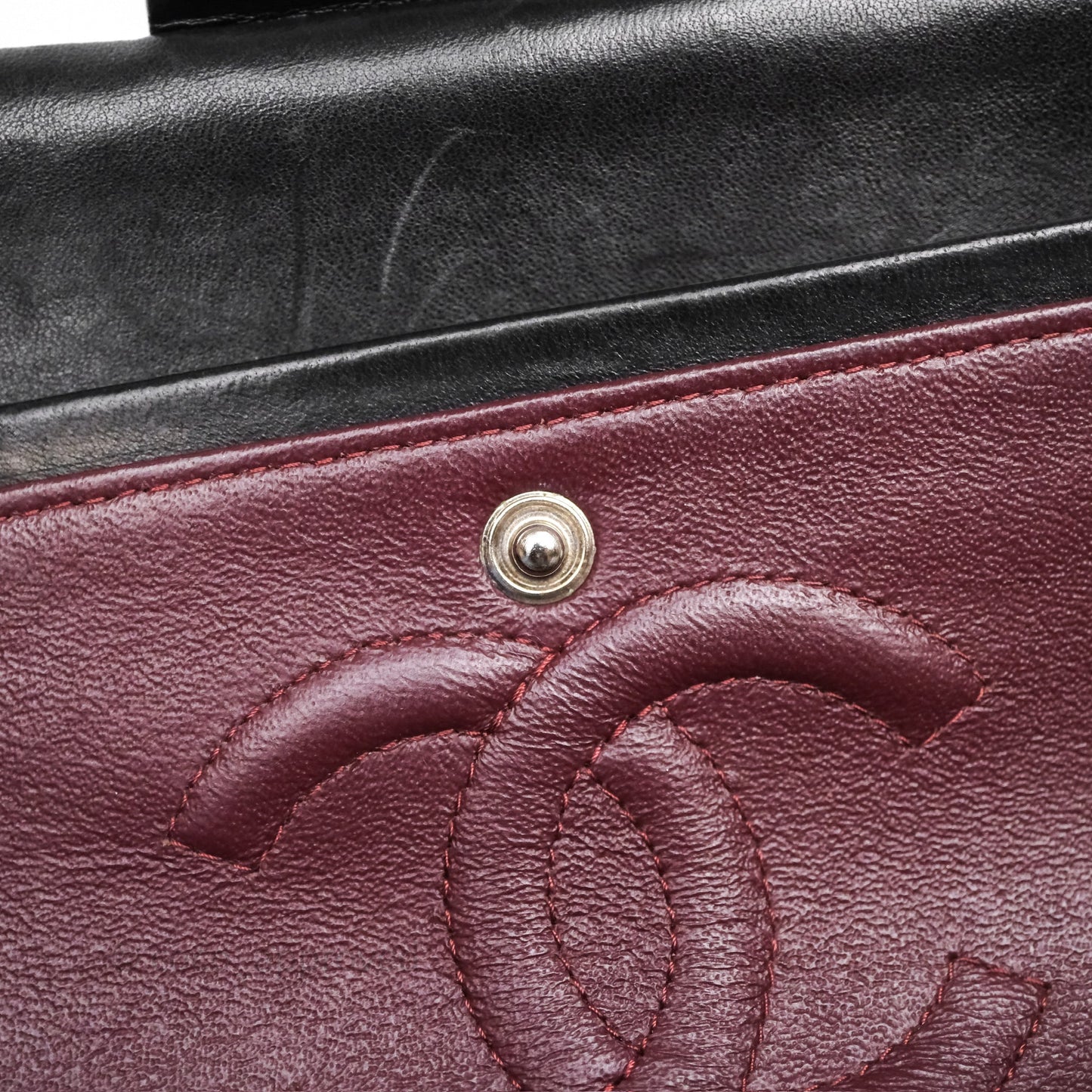 Chanel Classic M/L Medium Flap Quilted Black Lambskin Silver Hardware