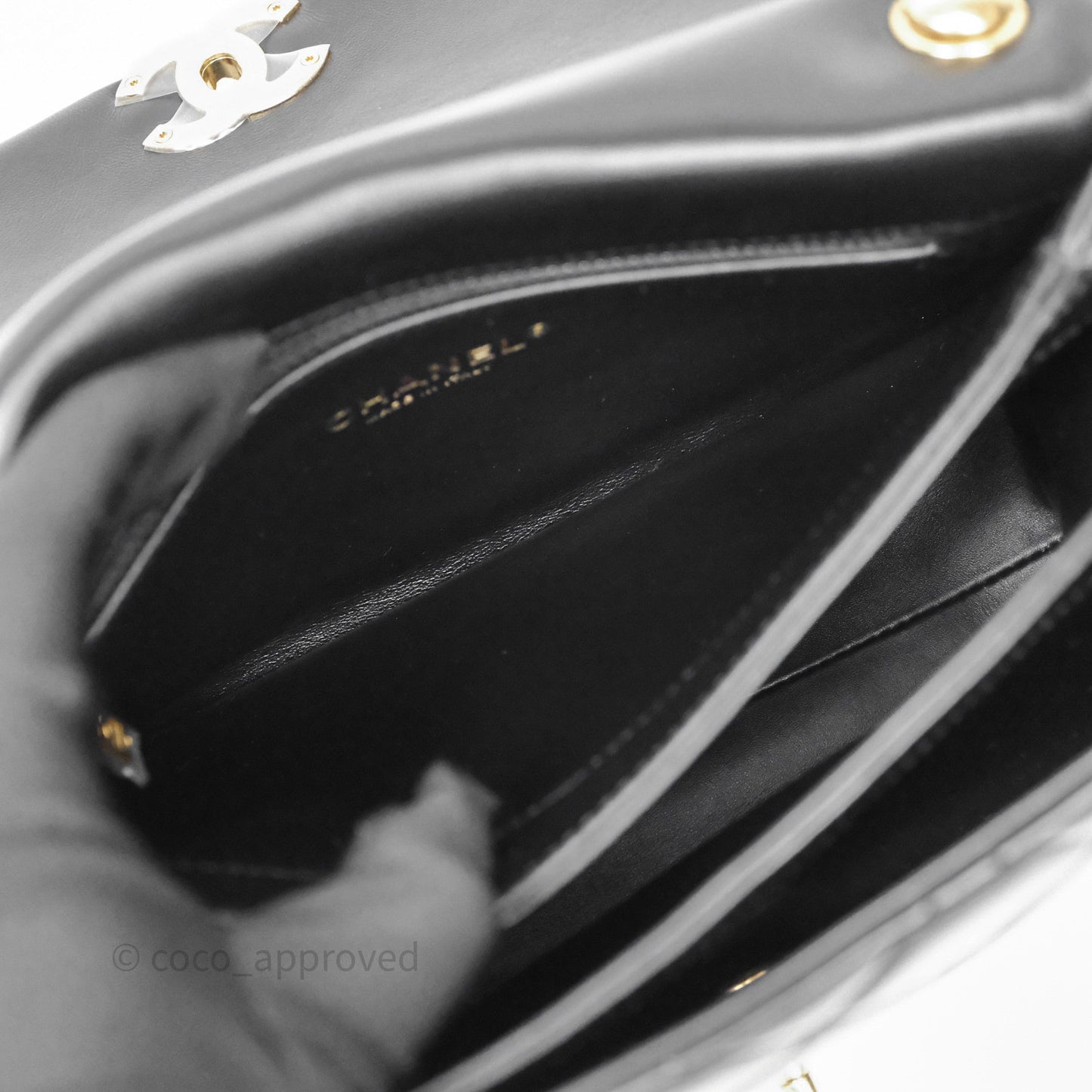 Chanel Quilted Color Match Flap Black Lambskin Gold Hardware