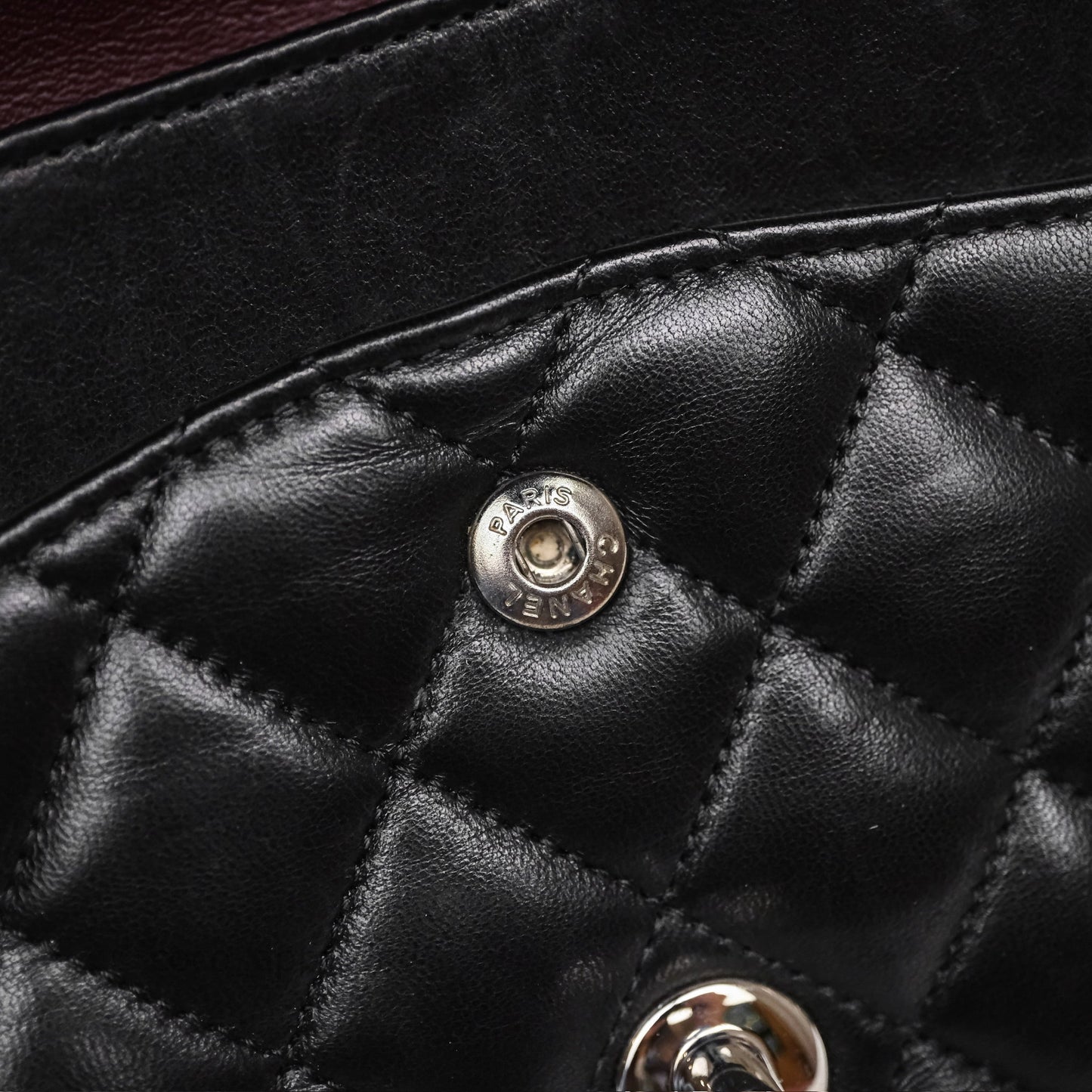 Chanel Classic M/L Medium Flap Quilted Black Lambskin Silver Hardware