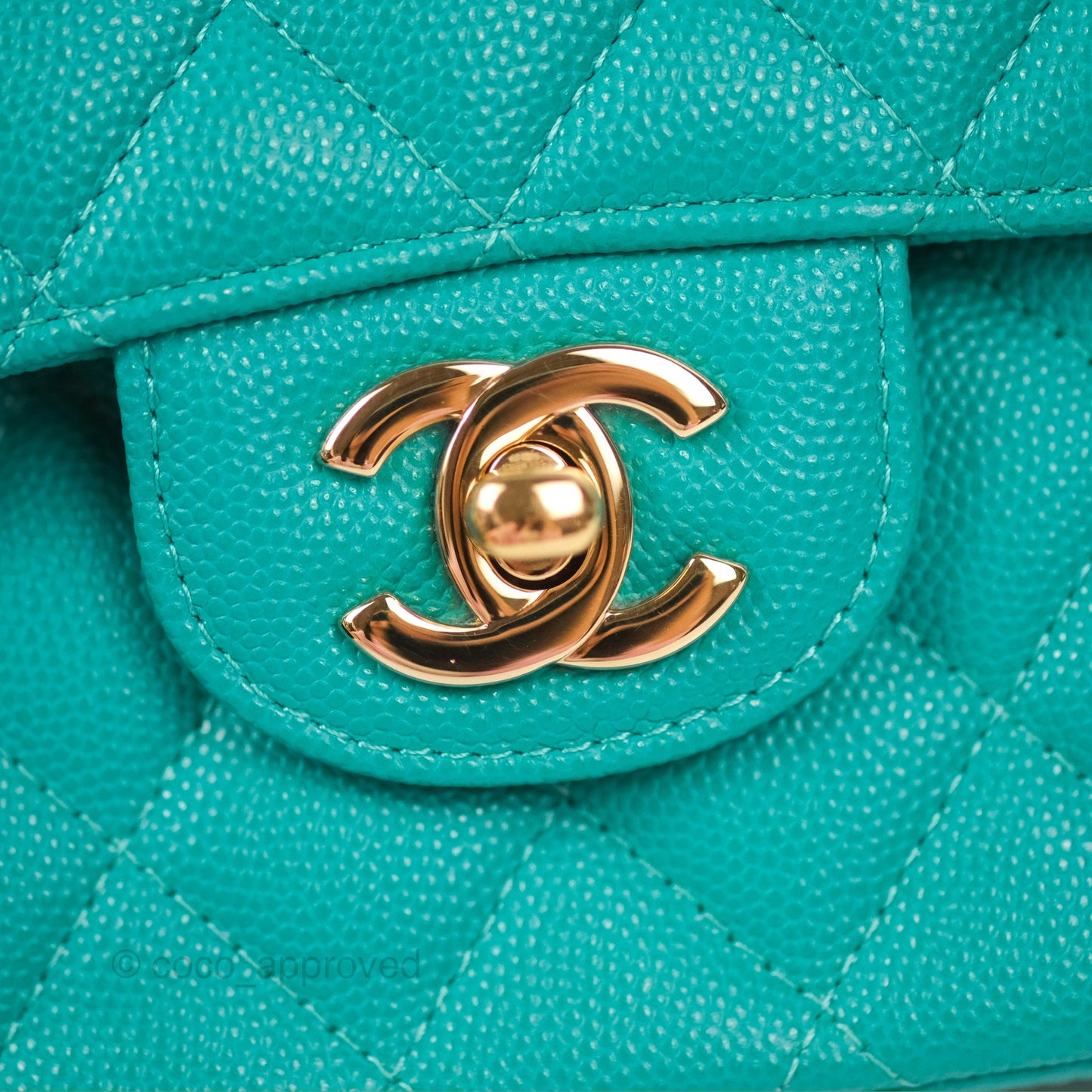 Chanel Classic M/L Medium Flap Quilted Green Caviar Gold Hardware