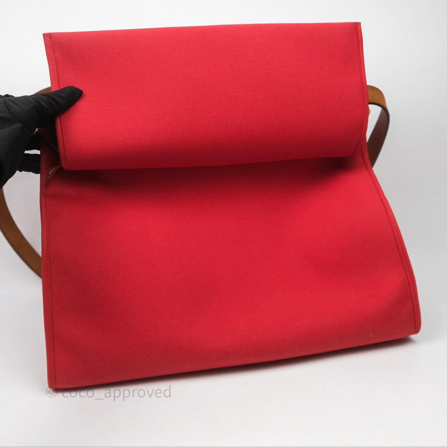 Hermès Herbag Zip 39 Red/Natural Canvas Palladium Hardware