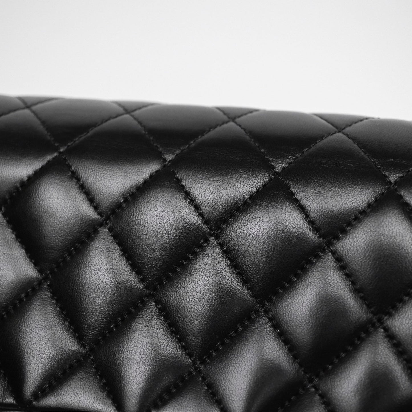 Chanel Classic M/L Medium Flap Quilted Black Lambskin Silver Hardware