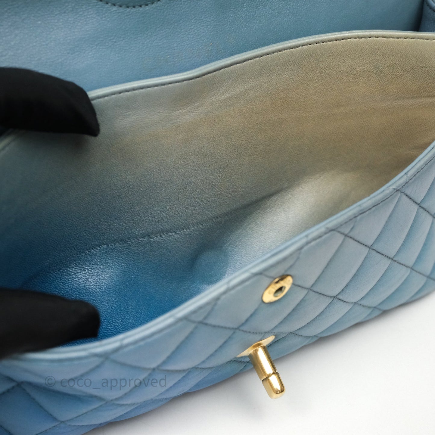 Chanel Classic M/L Medium Flap Quilted Ombre Blue Lambskin Gold Hardware