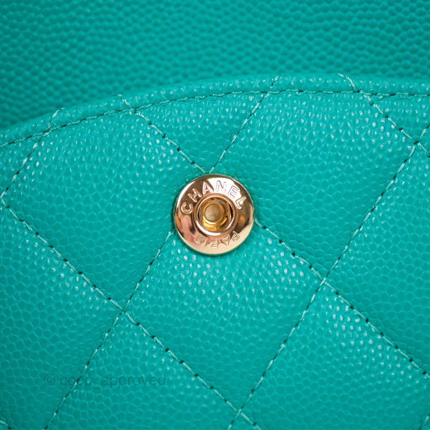 Chanel Classic M/L Medium Flap Quilted Green Caviar Gold Hardware