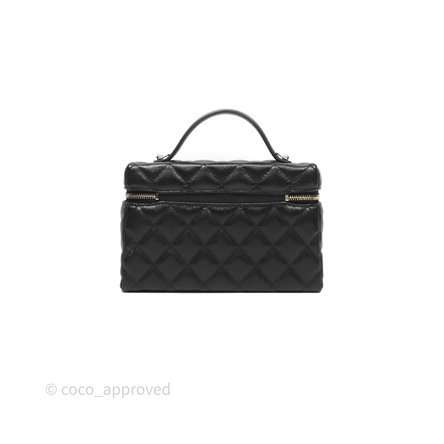 Chanel Top Handle Long Vanity with Chain Black Caviar Gold Hardware