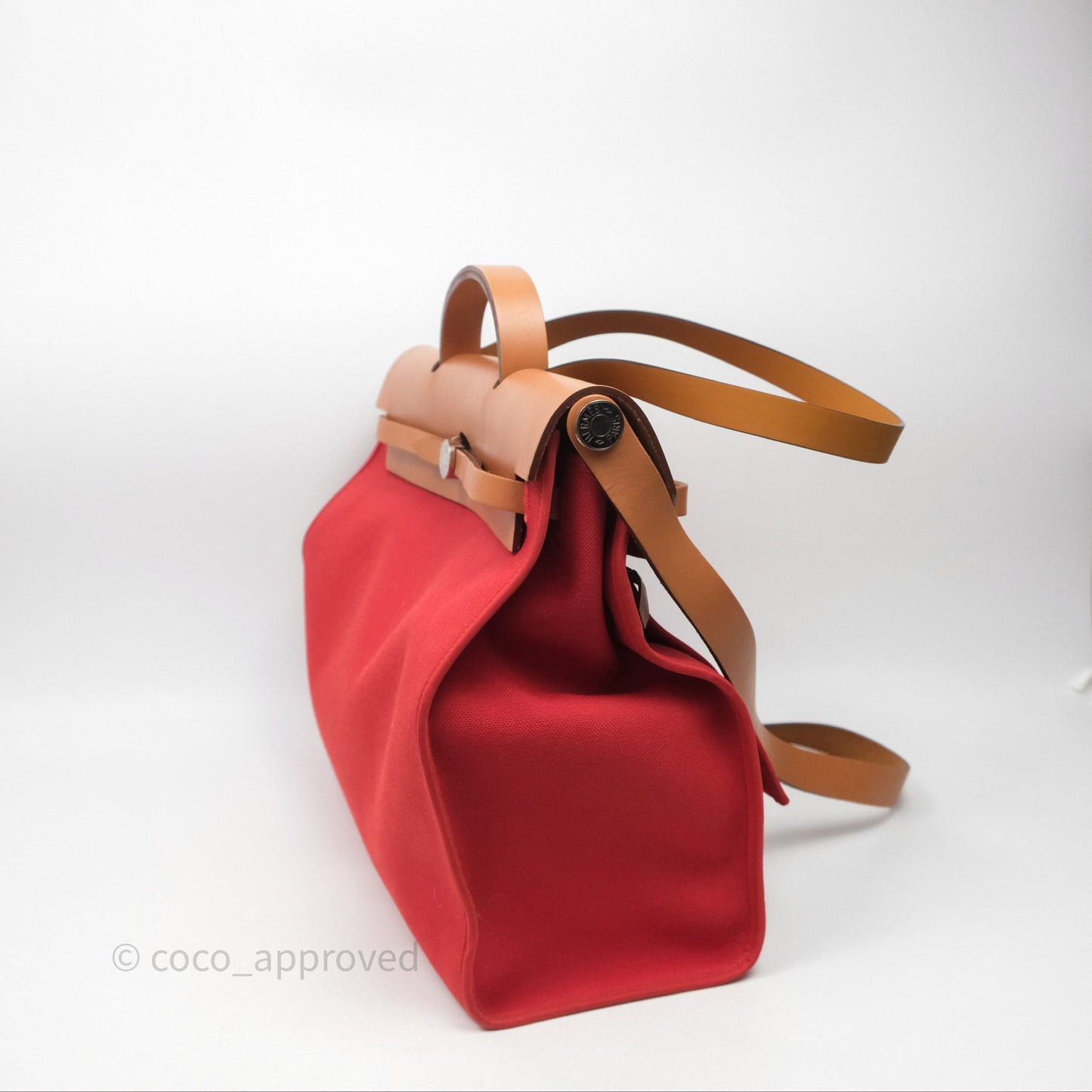 Hermès Herbag Zip 39 Red/Natural Canvas Palladium Hardware