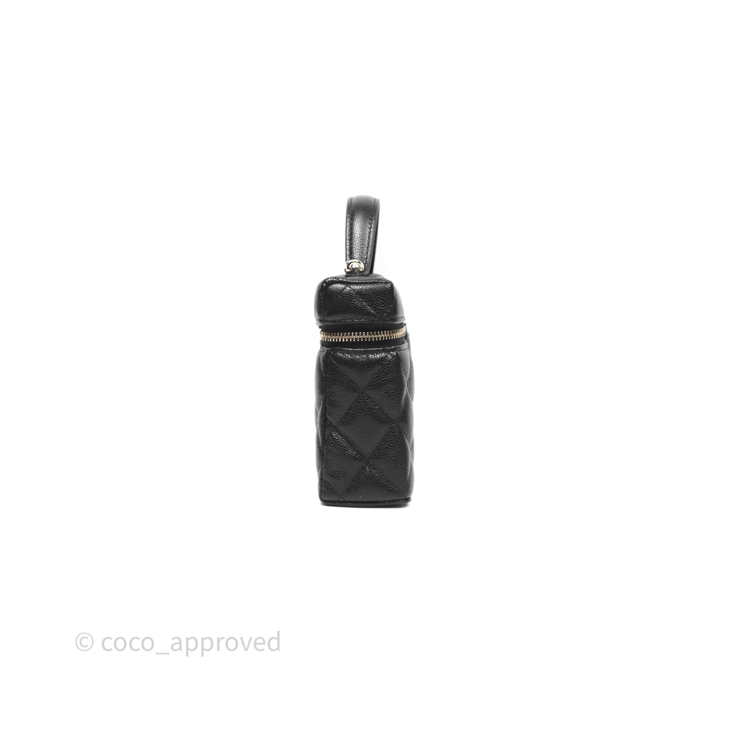 Chanel Top Handle Long Vanity with Chain Black Caviar Gold Hardware
