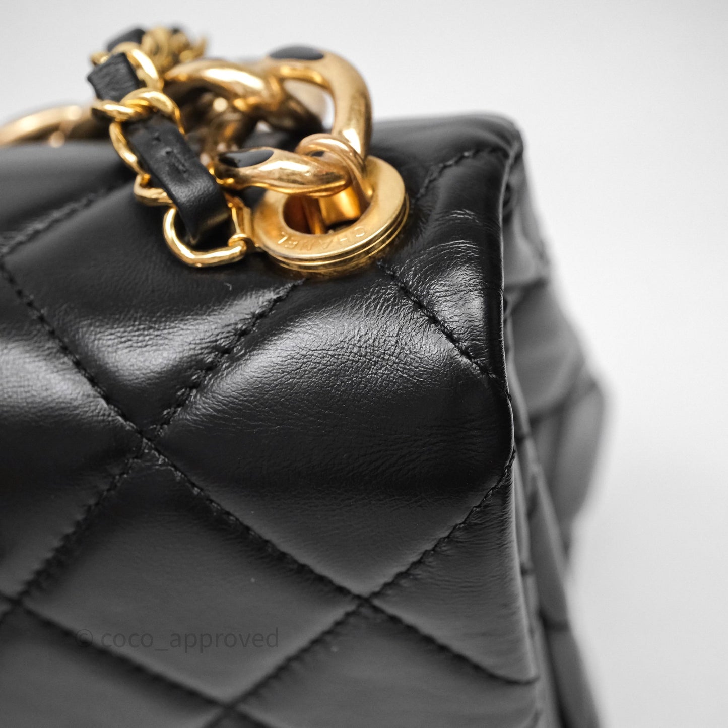 Chanel Quilted Color Match Flap Black Lambskin Gold Hardware