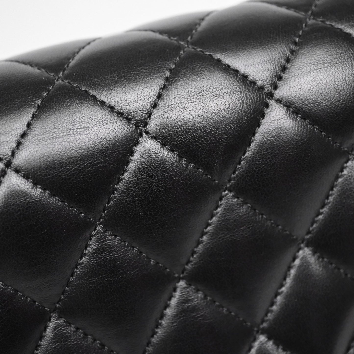 Chanel Classic M/L Medium Flap Quilted Black Lambskin Silver Hardware