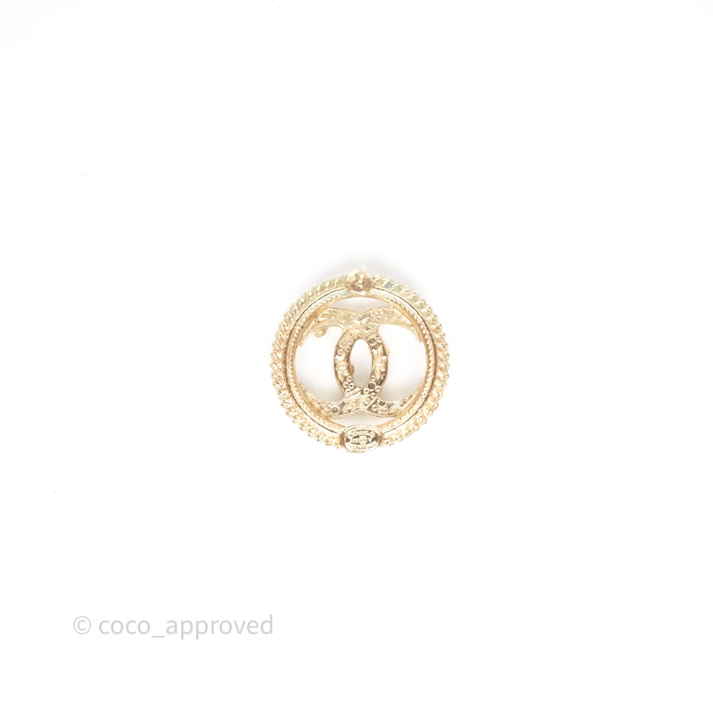 Chanel Round CC Crystals Pearl Earrings Gold Tone 19V