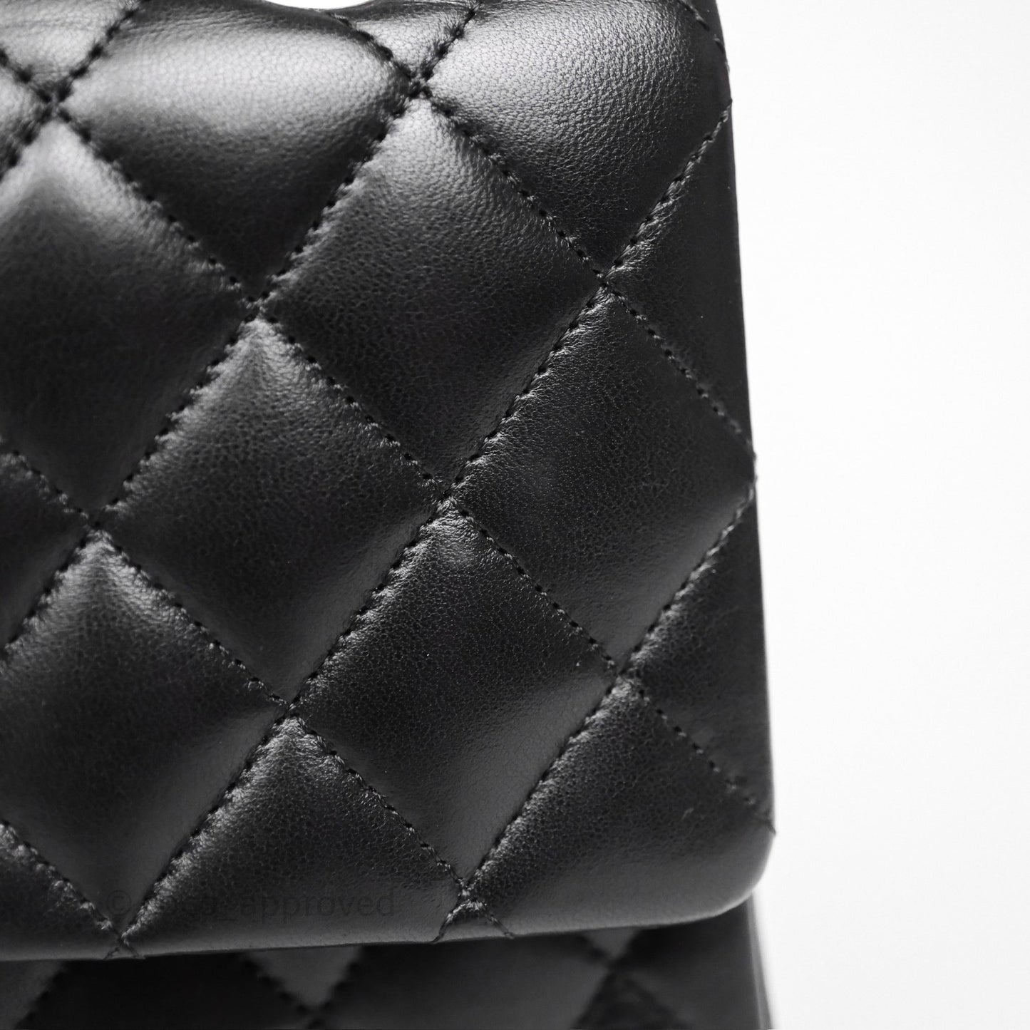 Chanel Classic M/L Medium Flap Quilted Black Lambskin Silver Hardware