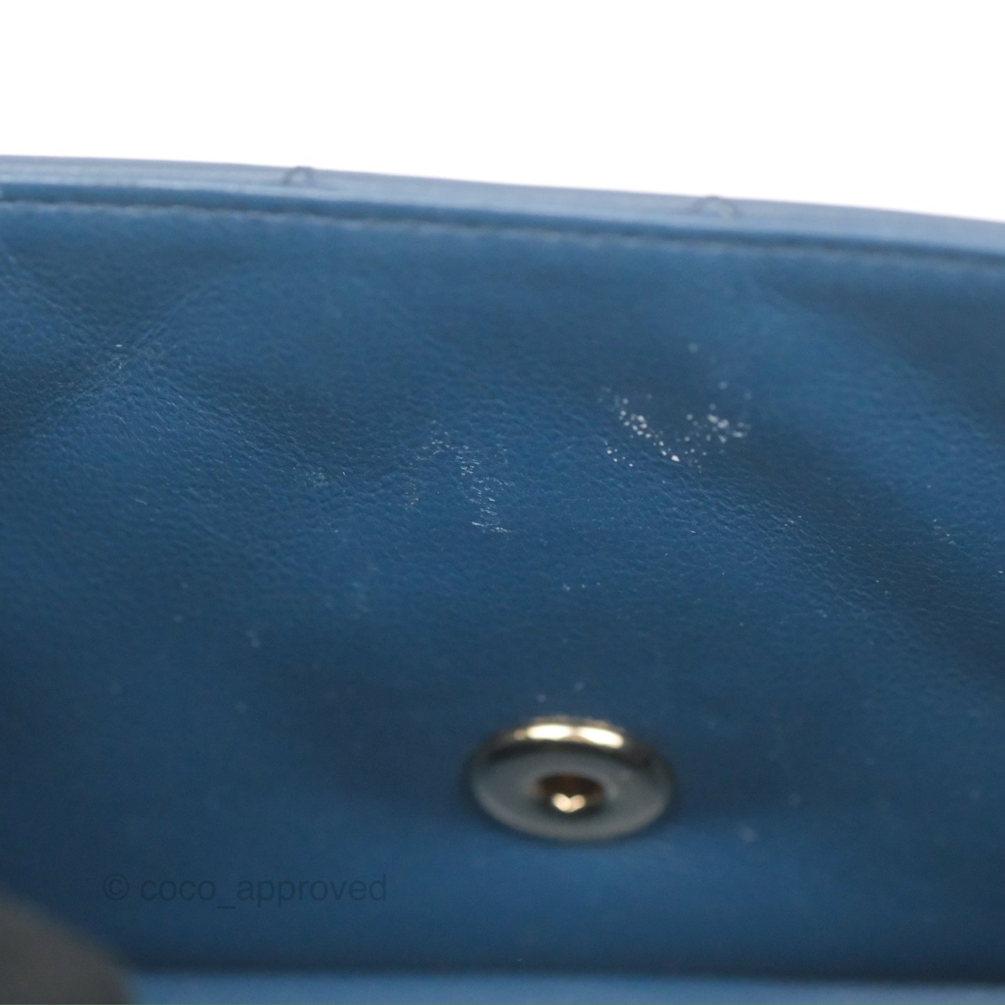 Chanel Quilted Mini Rectangular Flap Dark Teal Blue Lambskin Gold Hardware