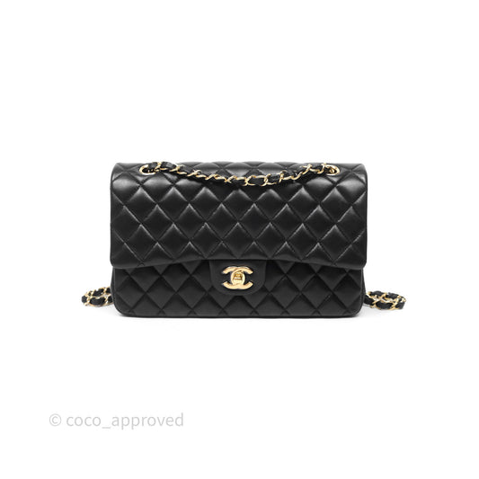 Chanel Classic M/L Medium Flap Quilted Black Lambskin Gold Hardware