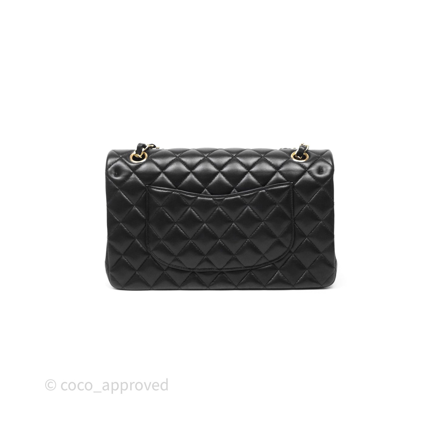 Chanel Classic M/L Medium Flap Quilted Black Lambskin Gold Hardware