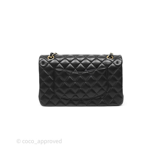 Chanel Classic M/L Medium Flap Quilted Black Lambskin Gold Hardware