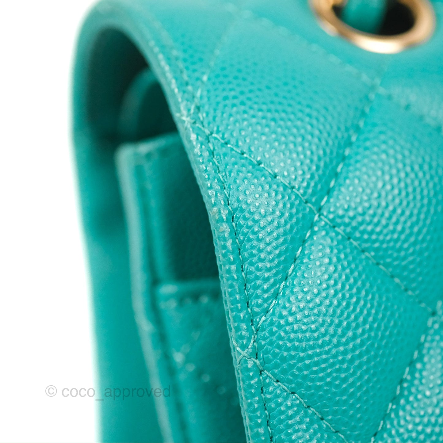Chanel Classic M/L Medium Flap Quilted Green Caviar Gold Hardware