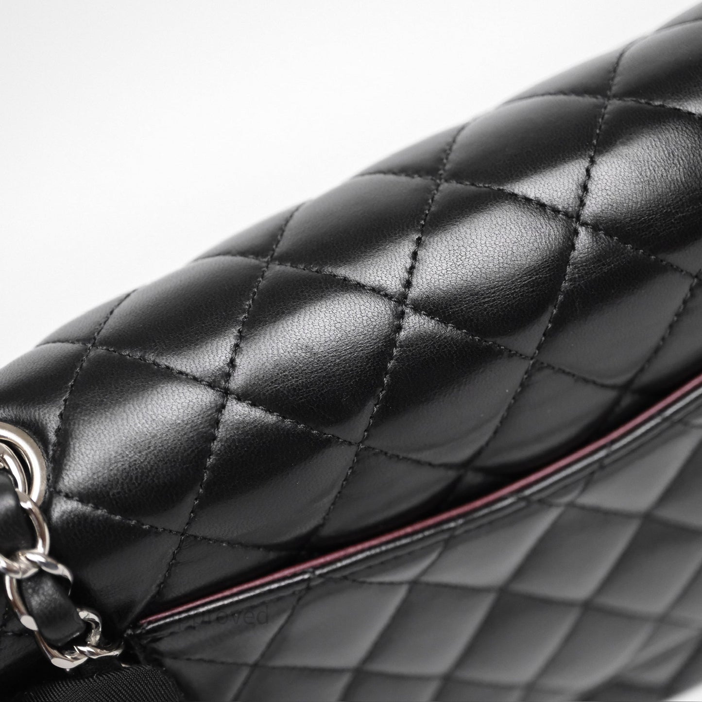 Chanel Classic M/L Medium Flap Quilted Black Lambskin Silver Hardware