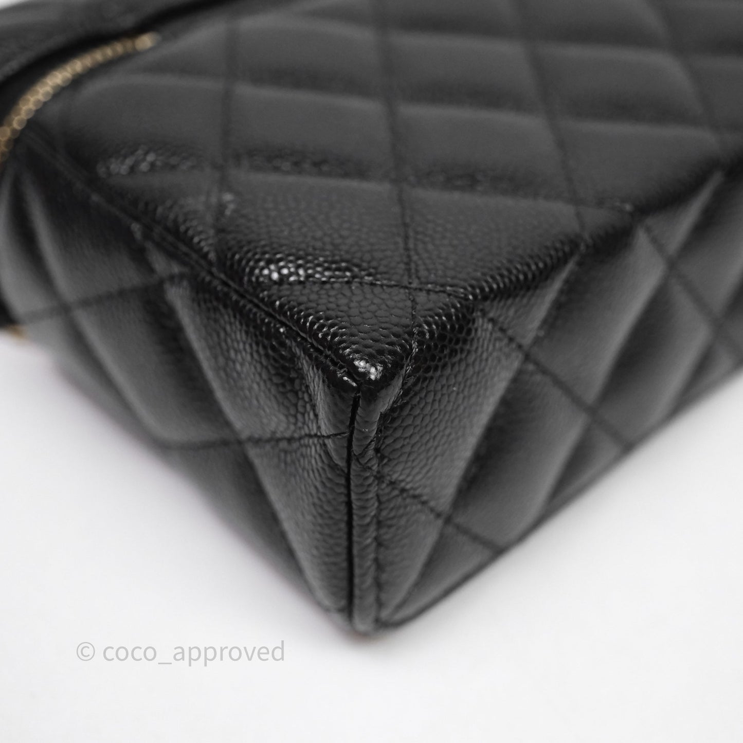 Chanel Top Handle Long Vanity with Chain Black Caviar Gold Hardware