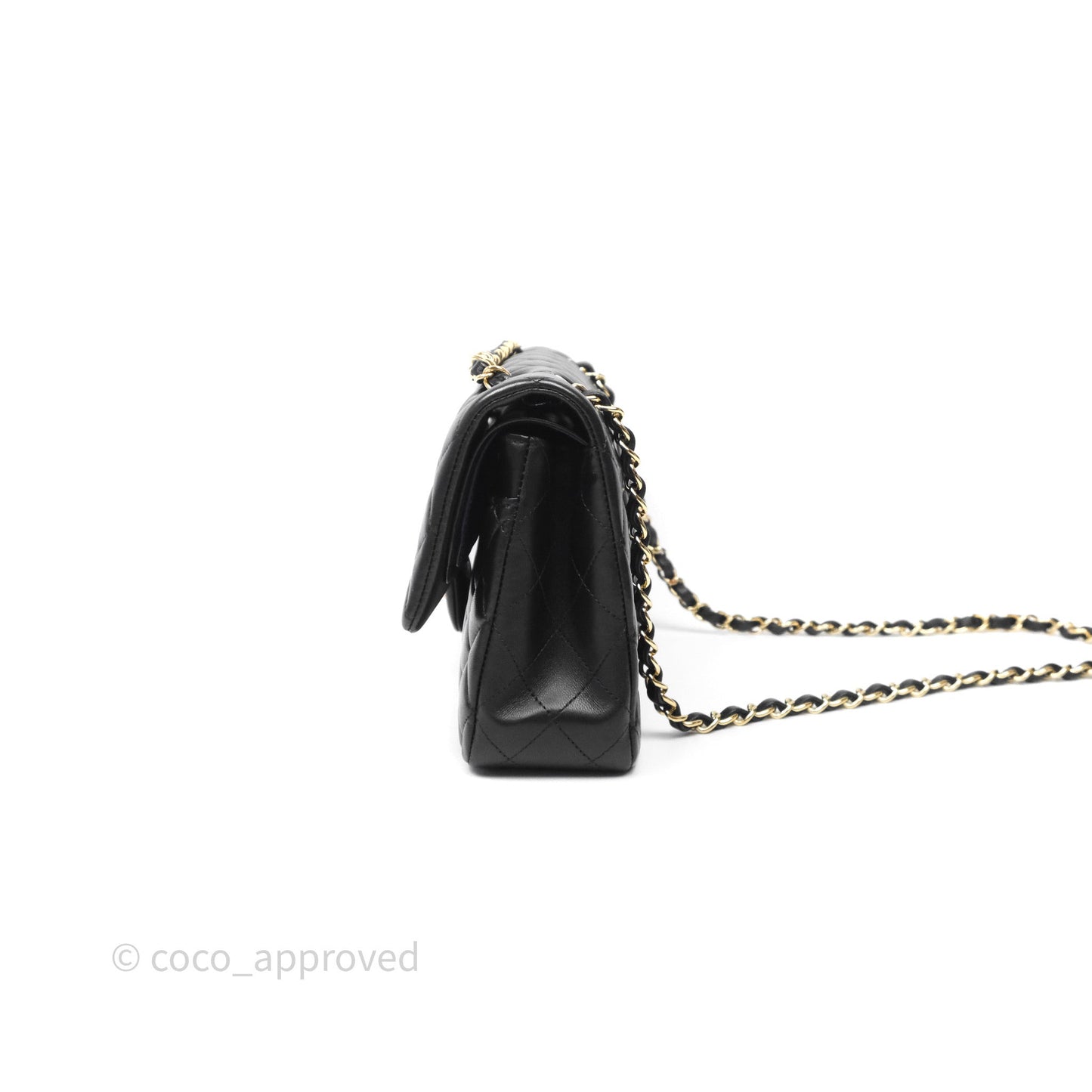 Chanel Classic M/L Medium Flap Quilted Black Lambskin Gold Hardware