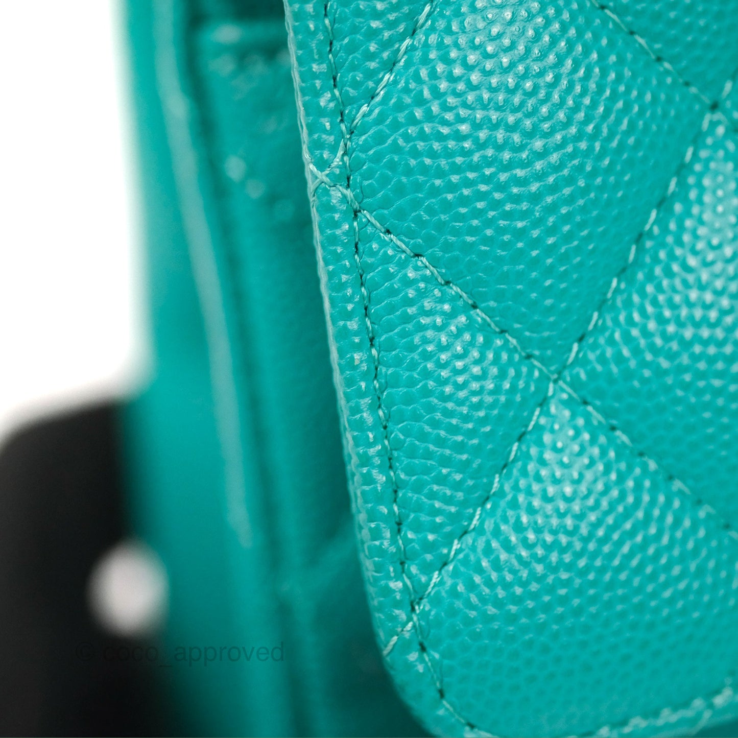 Chanel Classic M/L Medium Flap Quilted Green Caviar Gold Hardware