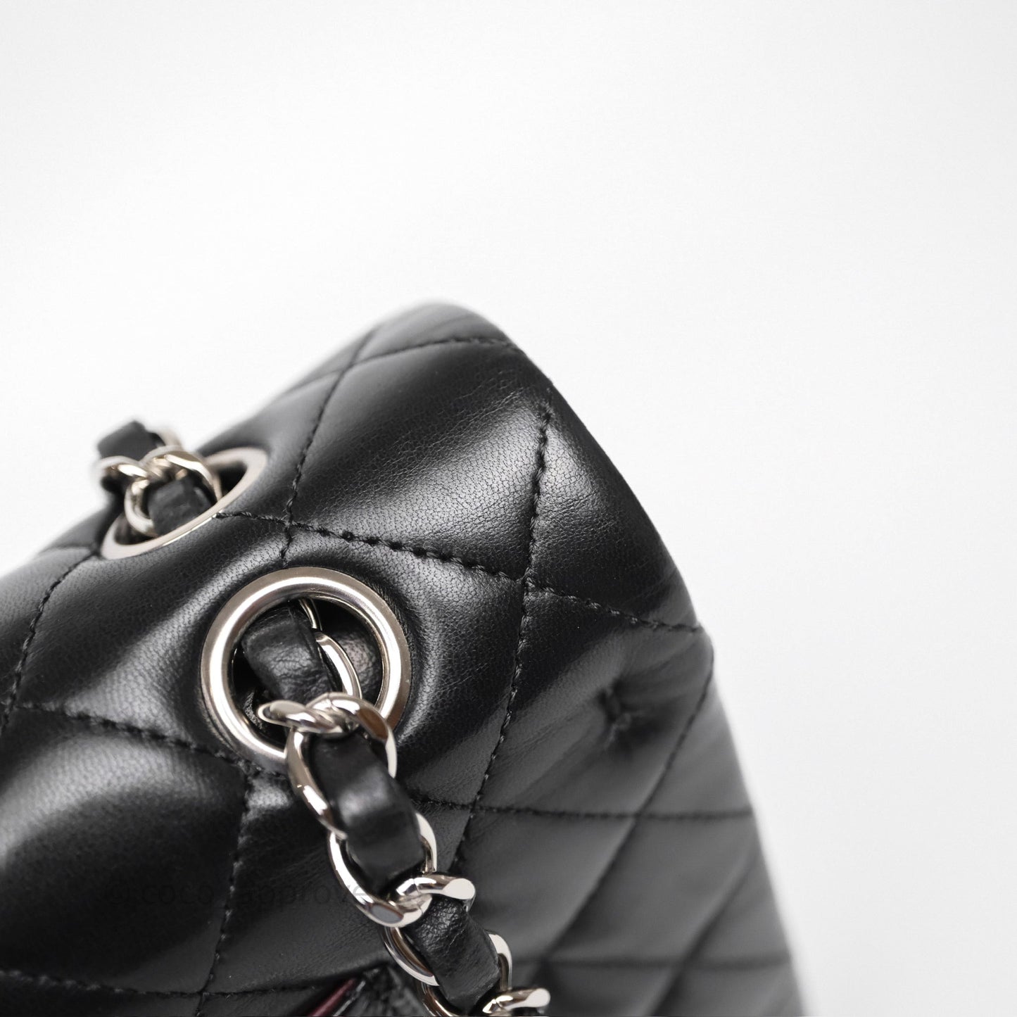 Chanel Classic M/L Medium Flap Quilted Black Lambskin Silver Hardware