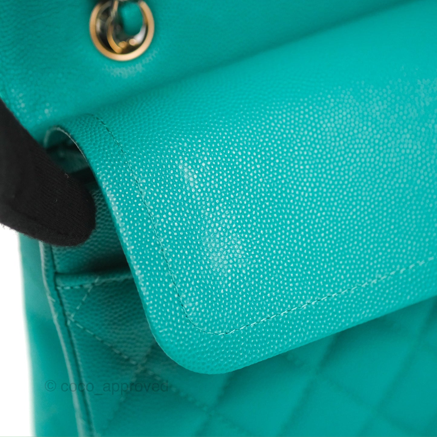 Chanel Classic M/L Medium Flap Quilted Green Caviar Gold Hardware