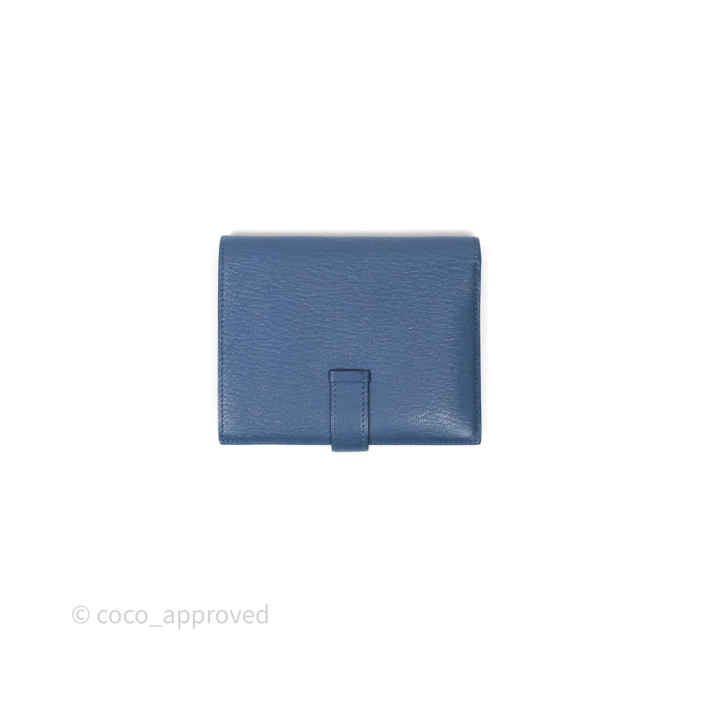 Hermes Bearn Compact Wallet Blue Chevre Mysore Palladium Hardware