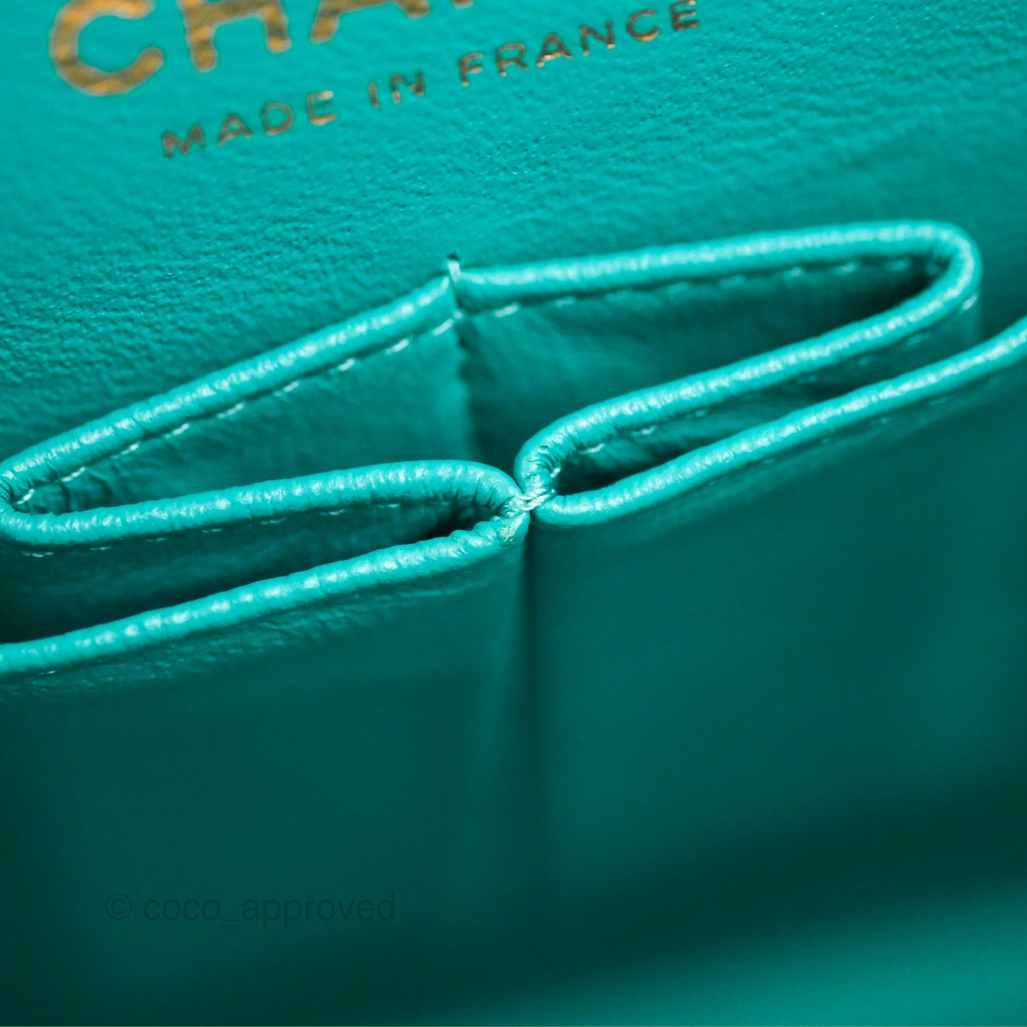 Chanel Classic M/L Medium Flap Quilted Green Caviar Gold Hardware