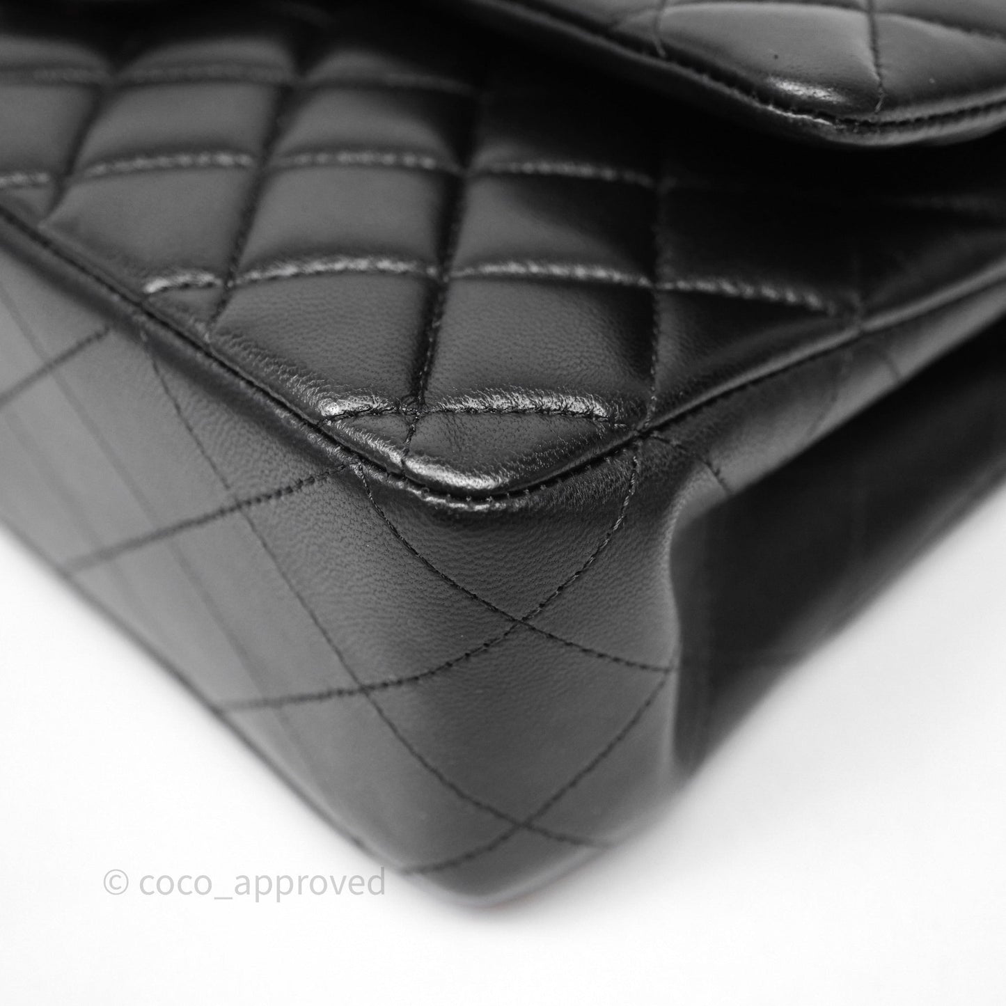 Chanel Classic M/L Medium Flap Quilted Black Lambskin Gold Hardware