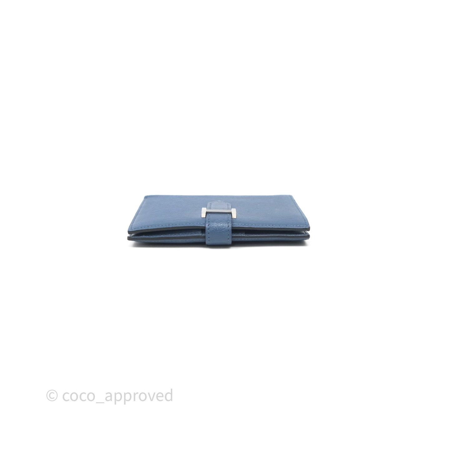 Hermes Bearn Compact Wallet Blue Chevre Mysore Palladium Hardware