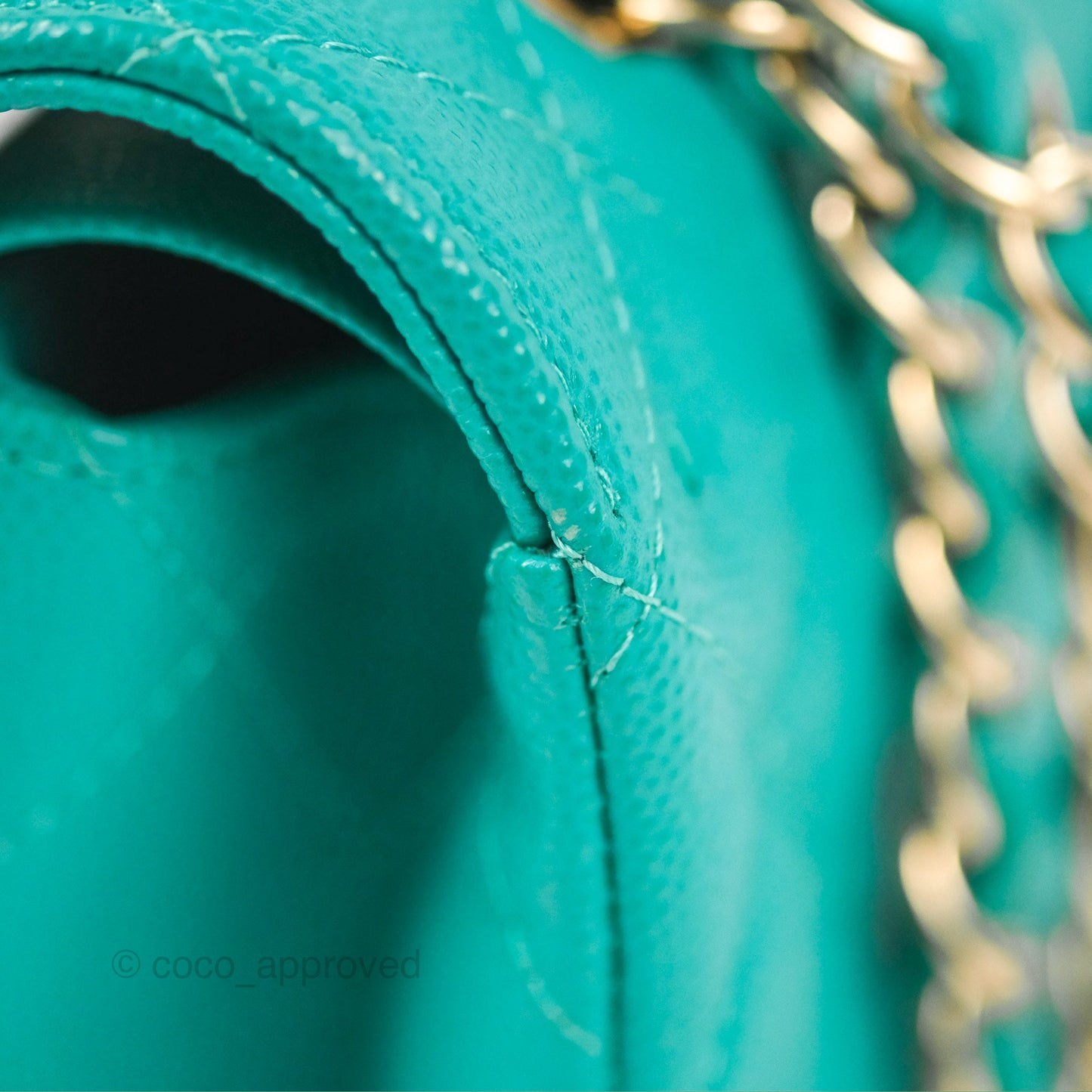 Chanel Classic M/L Medium Flap Quilted Green Caviar Gold Hardware