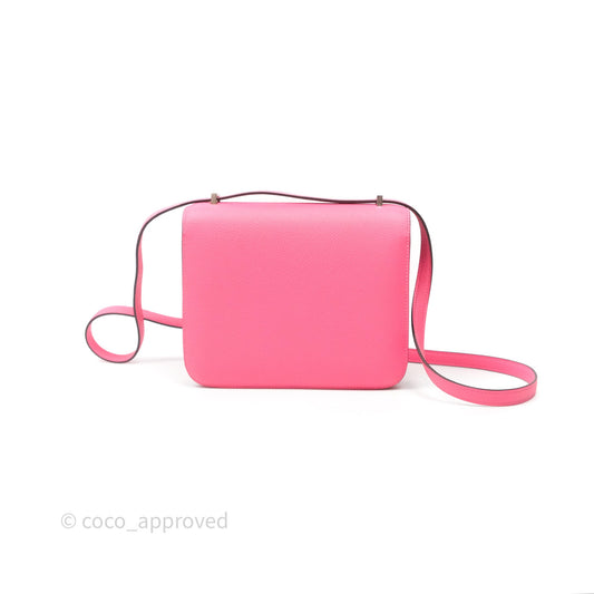 Hermes Mini Constance 18cm Rose Lipstick U5 Epsom Palladium Hardware
