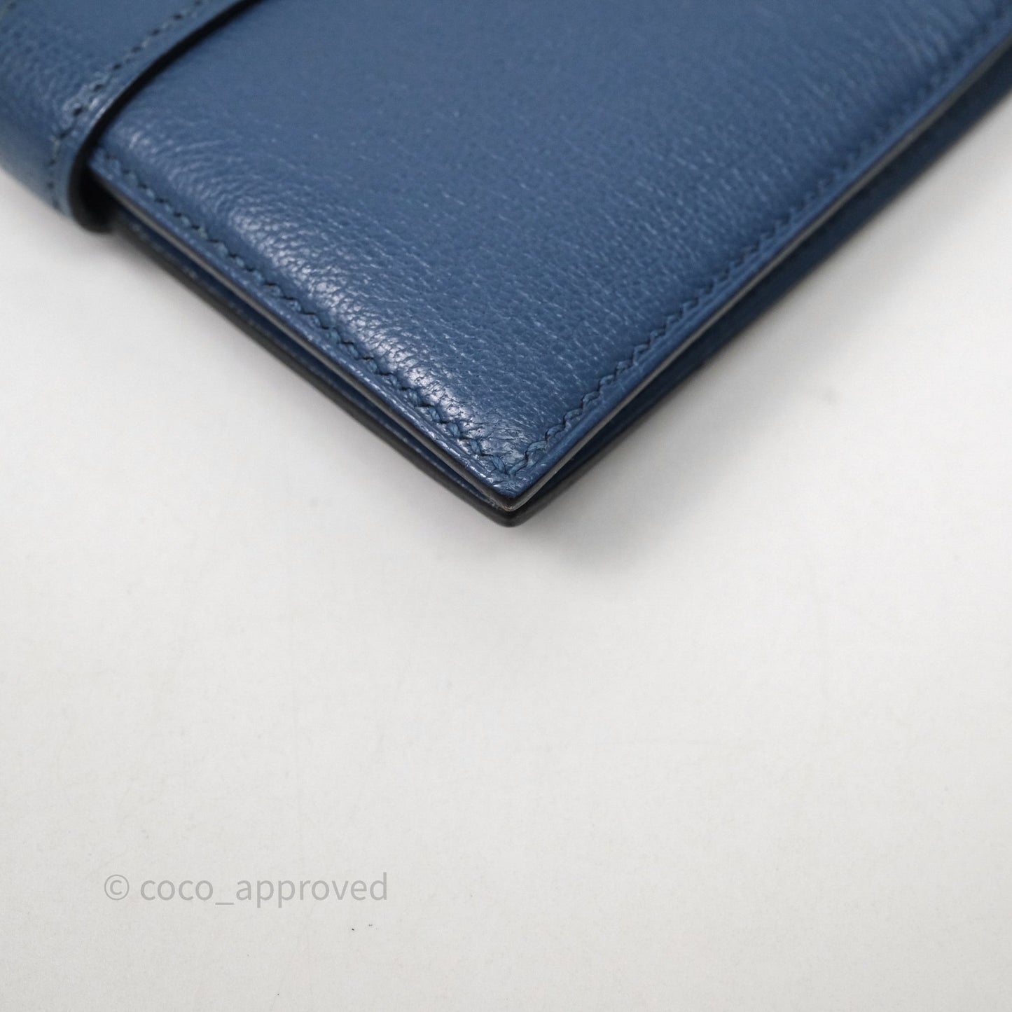 Hermes Bearn Compact Wallet Blue Chevre Mysore Palladium Hardware