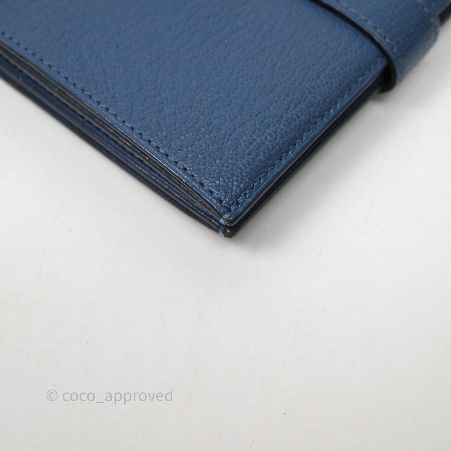 Hermes Bearn Compact Wallet Blue Chevre Mysore Palladium Hardware