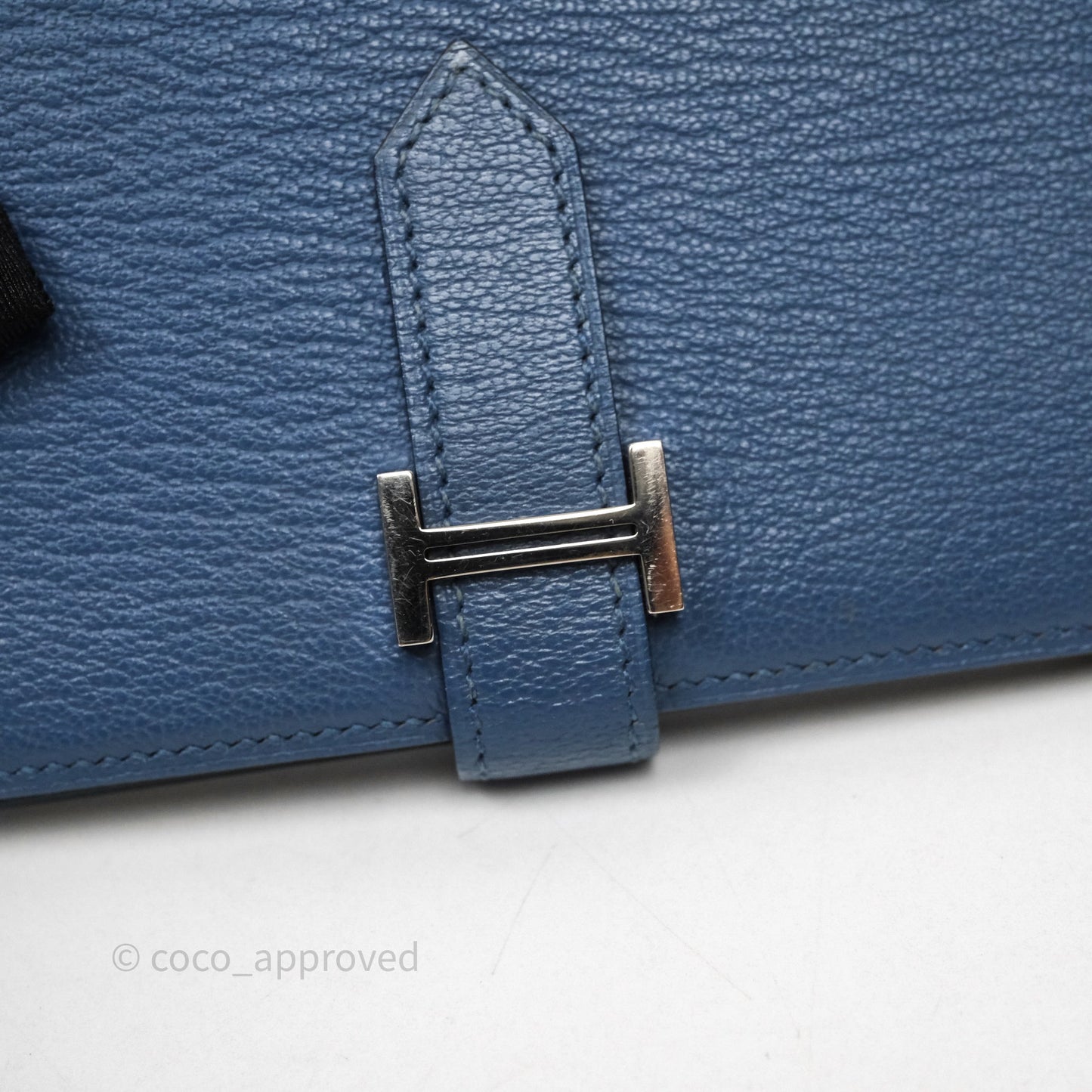 Hermes Bearn Compact Wallet Blue Chevre Mysore Palladium Hardware